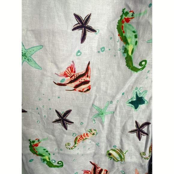 Hill House The Skylar Linen Pants in Sea Creature Women's MED NWT Nautical Beach - Picture 6 of 13